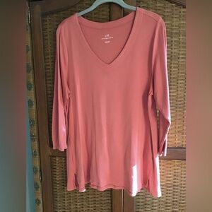 J. Jill Coral Long Sleeve V-Neck Tunic Top